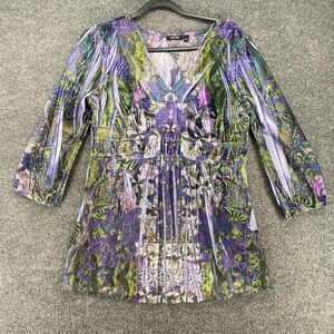 Apt 9 Y2K Top Womens L Purple Velvet Crushed V-Neck Artsy Babydoll Fairy Cottage